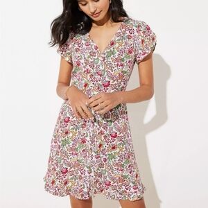 Loft Cap Sleeve Kungle Ruffled Pocketed Mini Dress- size 2